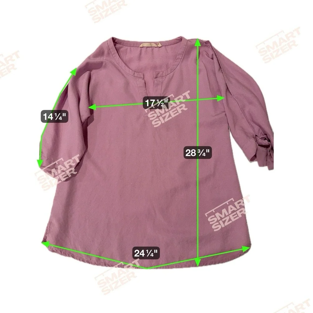 SOFT SURROUNDINGS LAVENDER PINK SHEER RAYON 3/4 Tie SLEEVE TOP Small - Picture 5 of 5